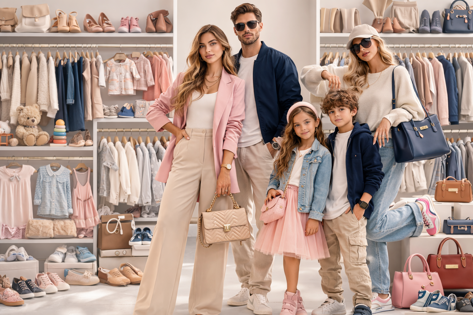 Stylische Familie Im Modegeschaft